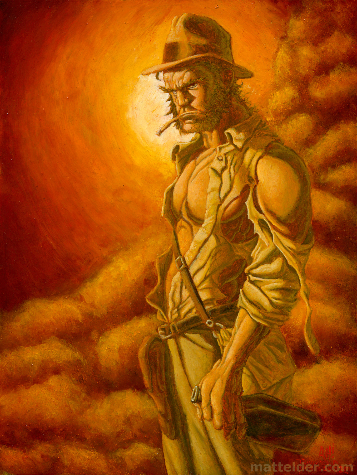 1500x1998 Wolverine As Indiana Jones Oil Painting The Art Of Matt Elder - Indiana Jones Painting