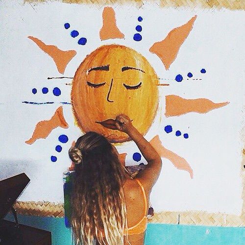 500x500 Aesthetic, Boho, Girl, Indie, Painting Lit. Luna Nightwell - Indie Painting