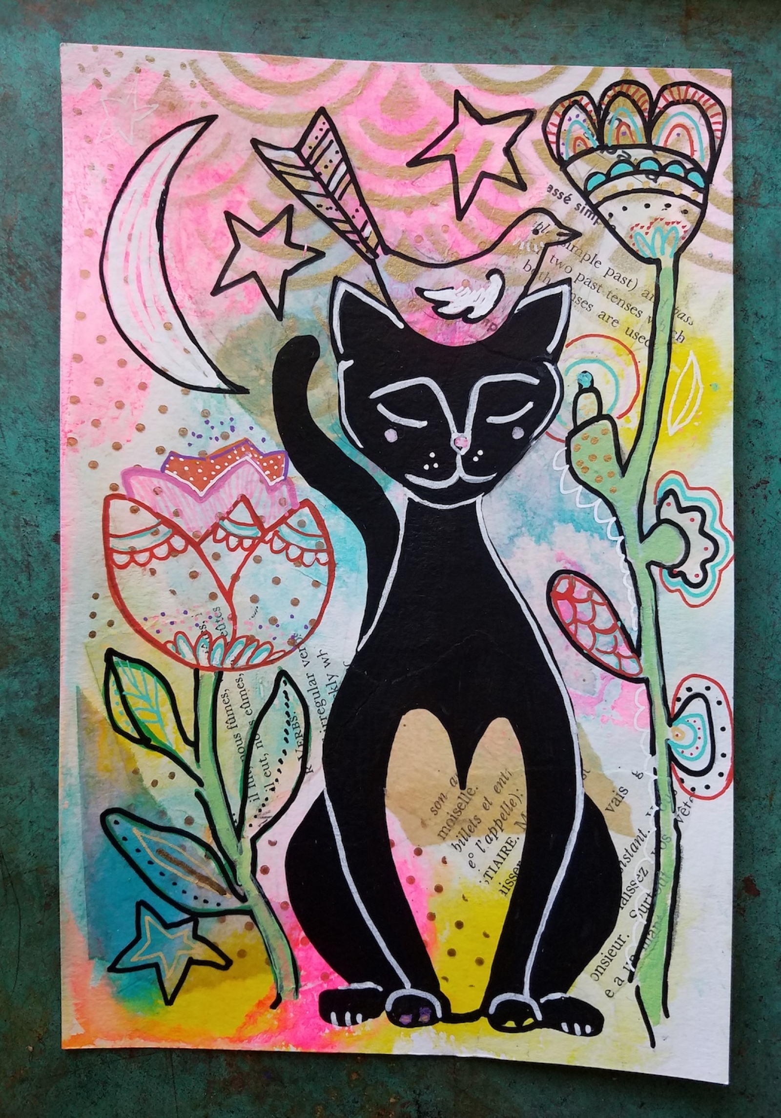 1600x2291 Golden Moon Mixed Media Painting Gaea - Indie Painting