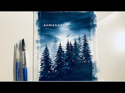 480x360 Watercolor Forest Indigo Painting Demonstration - Indigo Painting