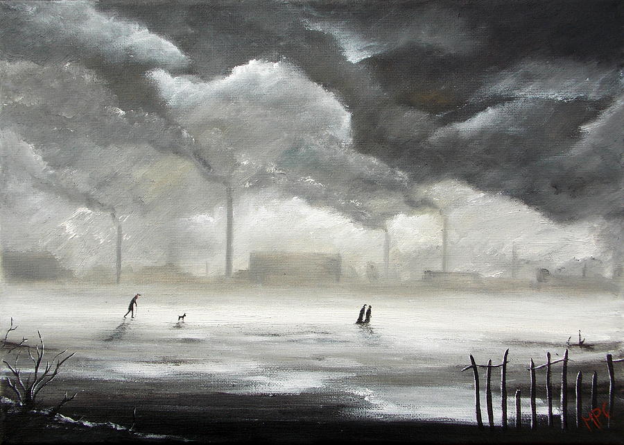 900x641 Northern Industrial Landscape Painting By M P Elliott British - Industrial Painting Art