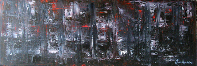 640x214 Christel Wallace Artwork Industrial Chaos Original Painting Oil - Industrial Painting Art