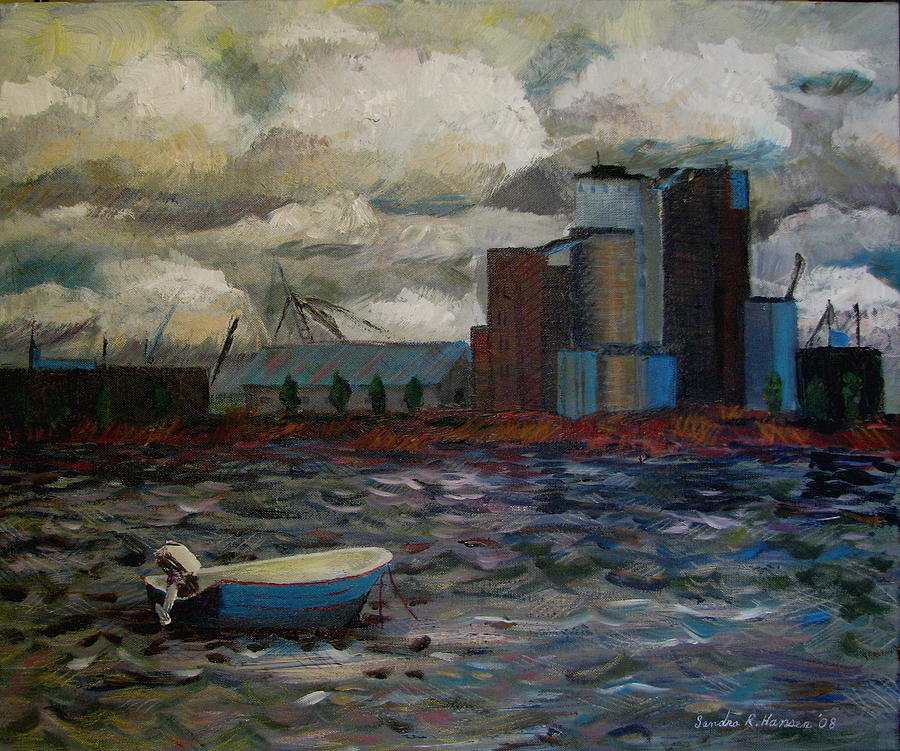900x751 Industrial Fishing Painting By Art Nomad Sandra Hansen - Industrial Painting Art