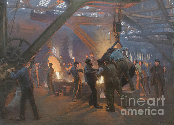 600x431 Burmeister And Wain Iron Foundry, 1885 Beach Towel For Sale By - Industrial Revolution Painting