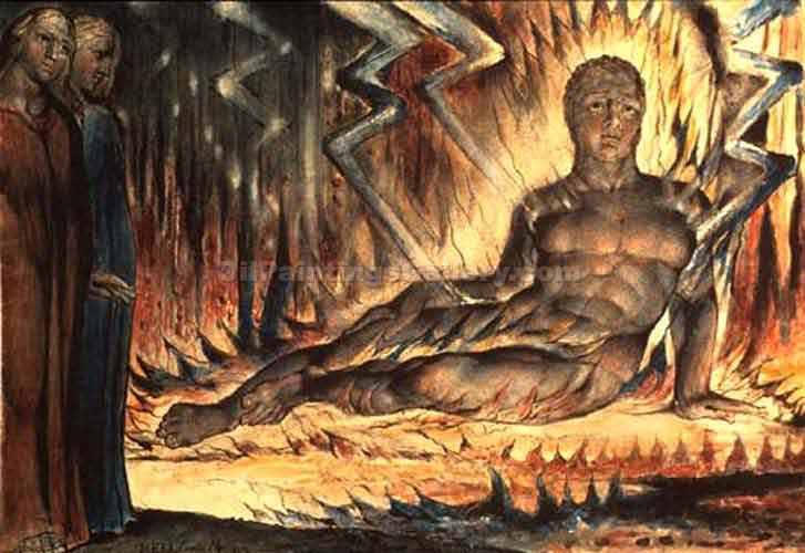 727x500 Inferno, Canto Xiv By William Blake (Painting Id Af 0475 Ka) - Inferno Painting
