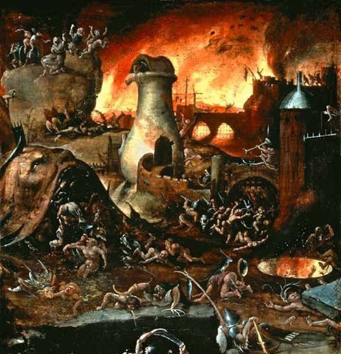 700x728 Dantes Inferno Painting Bosch Sanat Dantes Inferno - Inferno Painting