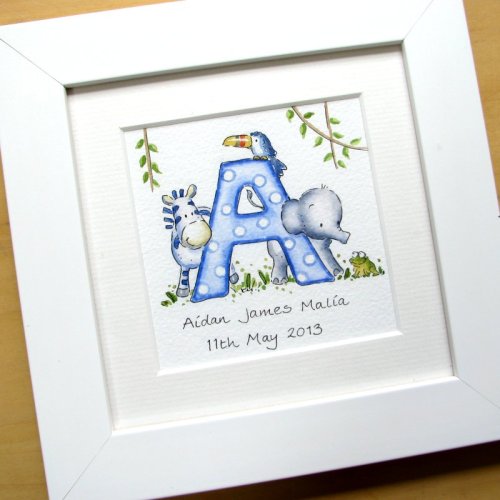 500x500 Personalised Jungle Watercolour Initial Painting - Initial Painting