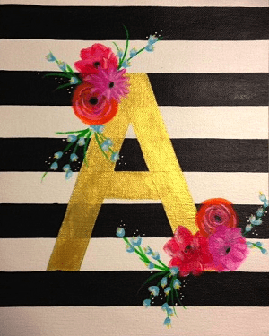 300x375 Elegant Initial Painting Canvas Amp Cupcakes Artsy Rose Academy - Initial Painting