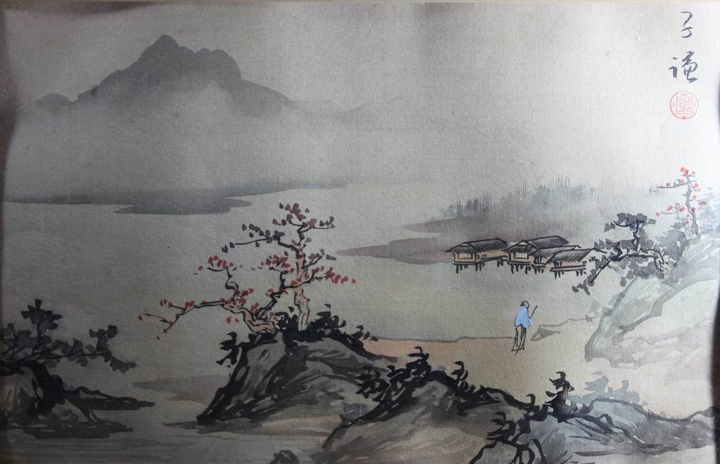 1024x661 Vintage Asian Ink Wash Painting With A Past - Ink And Wash Painting