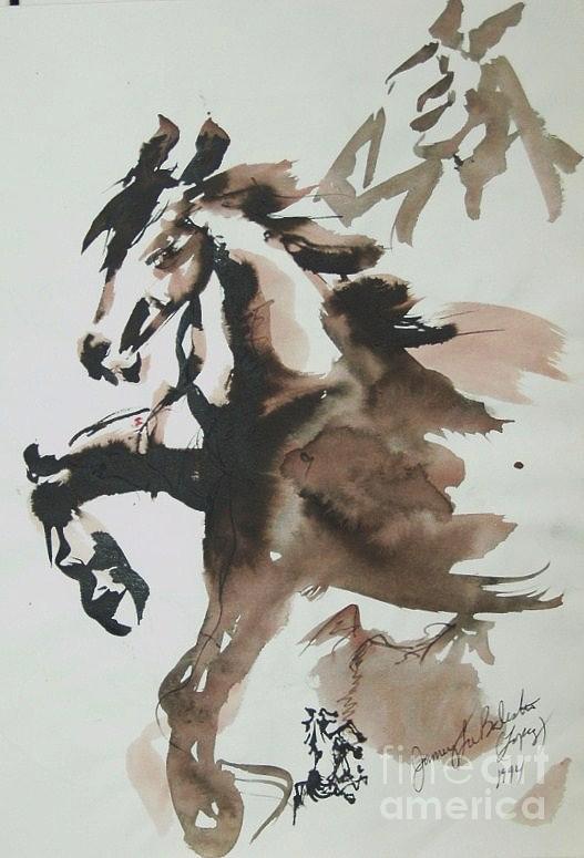 527x775 Horses Ink Wash Painting By Jamey Balester - Ink And Wash Painting