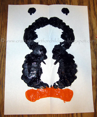 373x450 Penguin Ink Blot Symmetry Craft - Ink Blot Painting