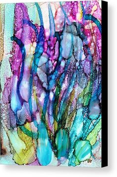 236x356 Alcohol Ink Art. Original Abstract Painting. Cottage Garden - Ink Painting On Canvas