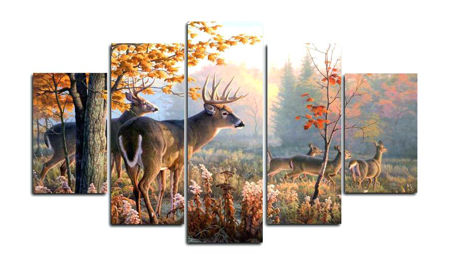 880x518 Canvas Wall Art Original Oil Ink Canvas Print Deer Painting - Ink Painting On Canvas