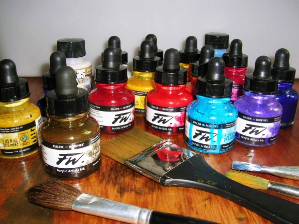 600x450 Inks Workshop - Ink Painting On Canvas