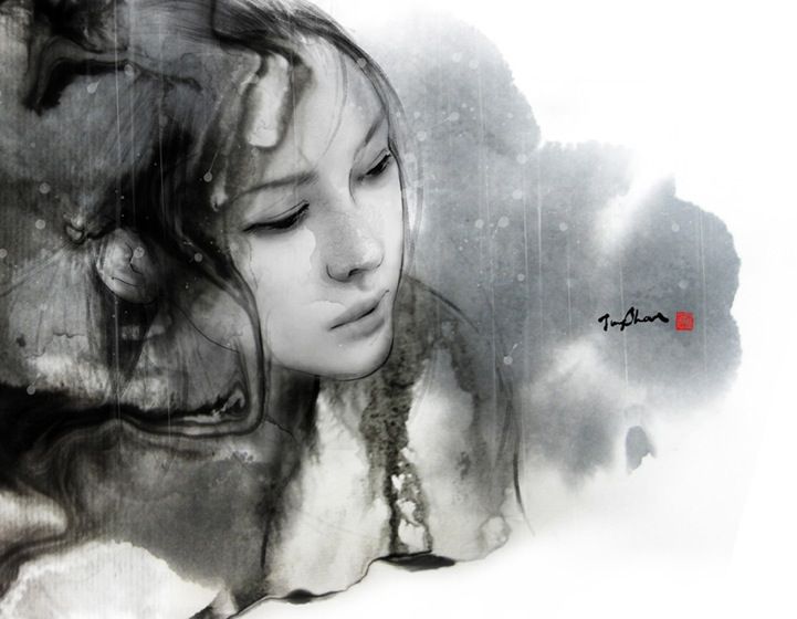 721x560 Emotionally Charged Ink Illustrations Ink - Ink Painting Portrait