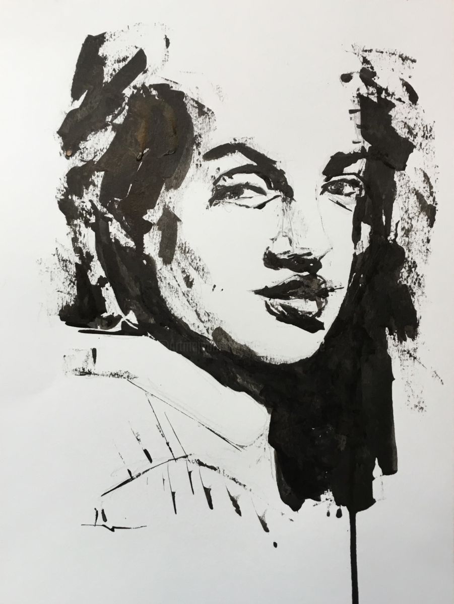 901x1200 Ink Portrait (Dominique - Ink Painting Portrait