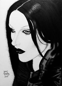 215x300 Ooak Gothic Beauty Woman Portrait Art Signed Original Penampink - Ink Painting Portrait