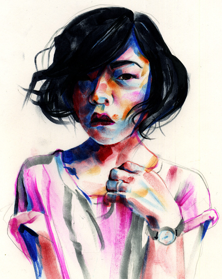 717x900 Seattle Artist Tom Deslongchamp Turns Markers And Ink Into Vibrant - Ink Painting Portrait