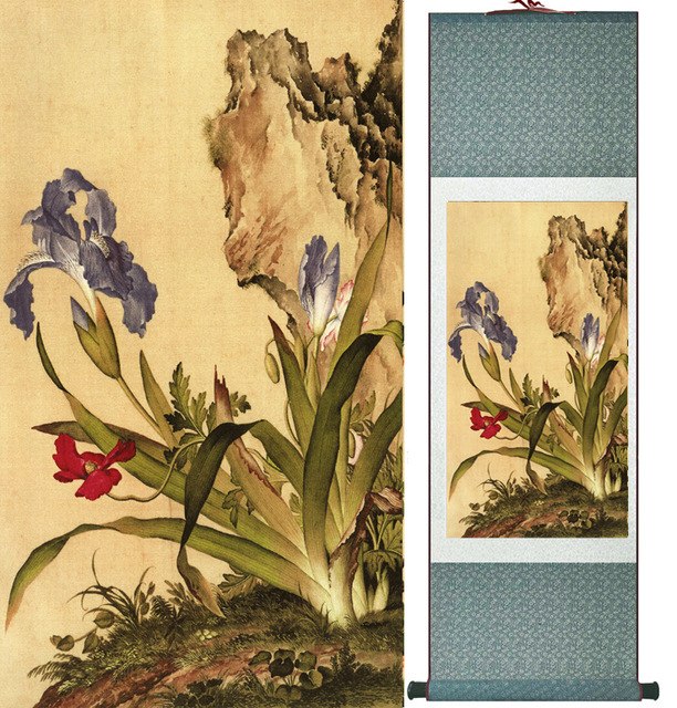 612x640 Langshining Ink Painting Birds And Flower Painting Spring Ink Wash - Ink Wash Painting