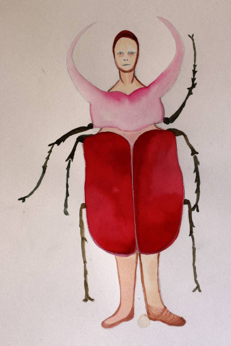 770x1155 Saatchi Art Woman Bug Painting By Ana Teresa Baile - Insect Painting
