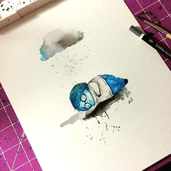 570x570 Picturesque Inside Out Painting Sadness From Inside Out Original - Inside Out Painting
