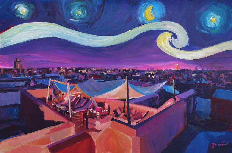 770x508 Saatchi Art Starry Night In Marrakech Van Gogh Inspirations - Inspirations Painting