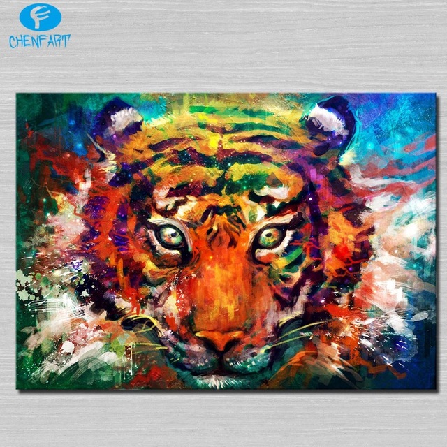 640x640 Trippy Tiger Painting Wall Picture Abstract Art For With Ideas - Inspirations Painting