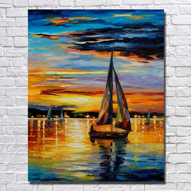 640x640 Hot Sale Sailboat Oil Painting Modern Abstract Scenery Paintings - Inspirations Painting