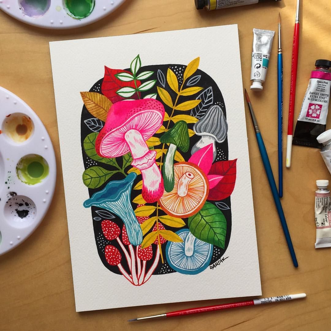 1080x1079 Still Into Mushrooms - Instagram Painting