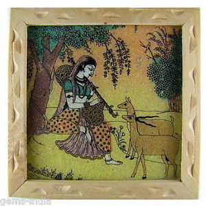 300x300 Indian Woman Painting With Deer Musical Instrument Art Ebay - Instrument Painting