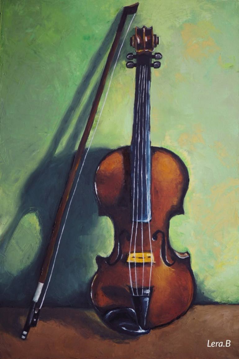 770x1155 Saatchi Art Dreamy Violinist Painting By Lera B - Instrument Painting
