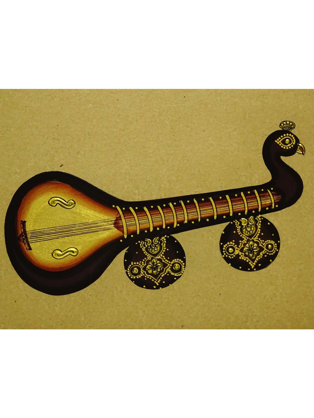 1000x1330 Traditional Musical Instrument Veena Painting Folk Art Miniature - Instrument Painting