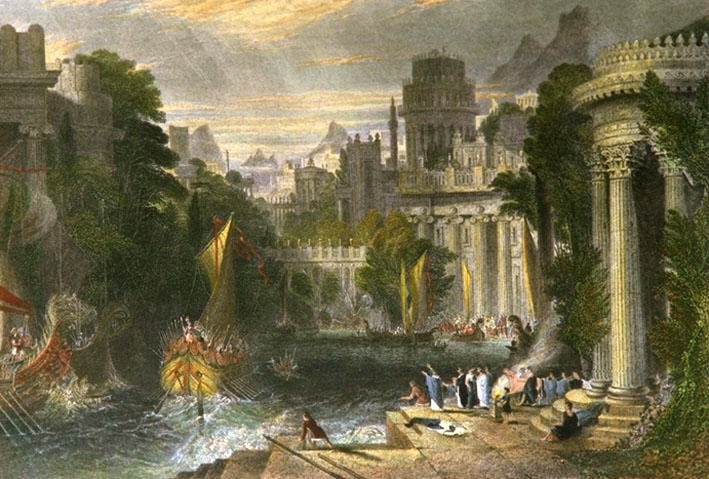 709x479 Intaglio Art Prints City Of Ancient Greece, Landscape, Rural - Intaglio Painting