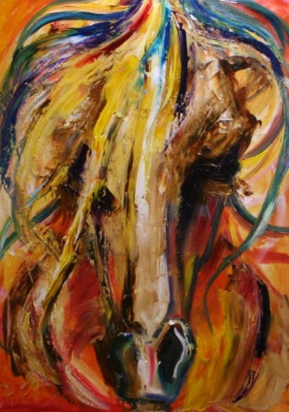 421x600 Intense Revisited Contemporary Horse Oil Painting By Laurie Justus - Intense Painting