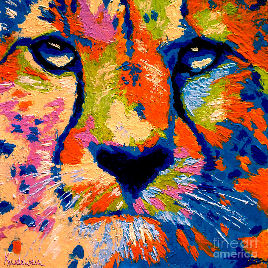 900x900 Intense Cheetah Painting By Jeffrey Kreideweis - Intense Painting