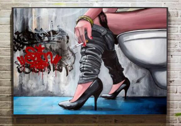 577x403 Free Shipping Hand Painted Modern Woman Interesting Painting Wall - Interesting Painting