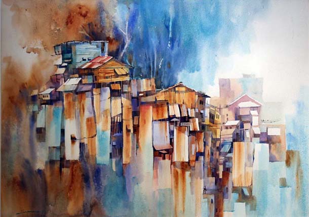 610x429 International Water Painting Exhibition Held In Rangoon - International Painting