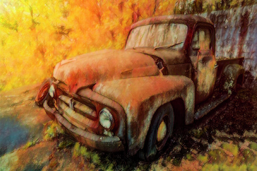 900x600 Rusty Old International Truck Watercolors Painting Photograph By - International Painting