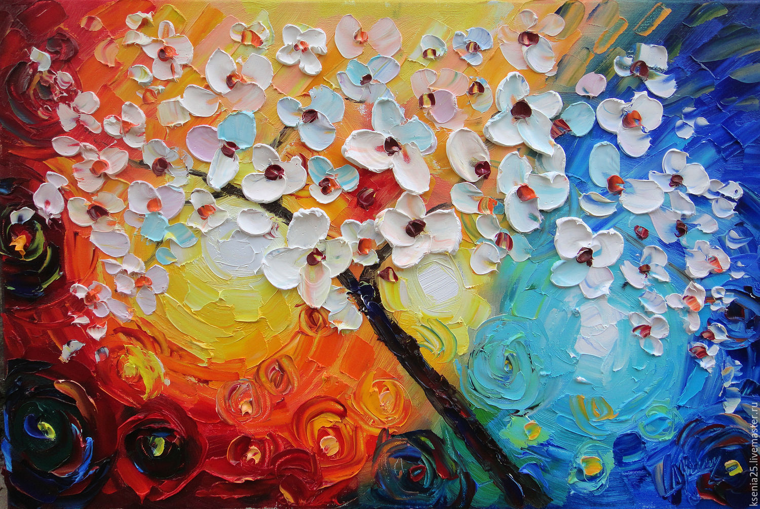 1500x1006 Oil Painting On The Motive Of The Internet Flowering Tree Shop - Internet Painting