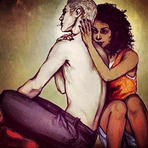 500x500 Couple - Interracial Couple Painting