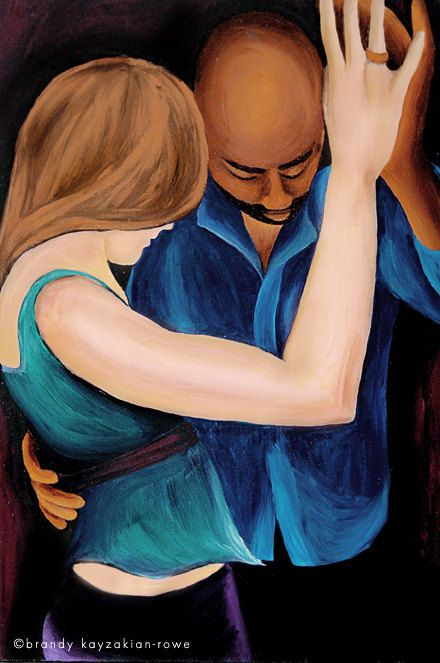 440x663 Interracial Couple Slow Dance Art Print - Interracial Couple Painting