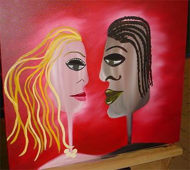 384x344 Interracial Love Custom Painting - Interracial Painting