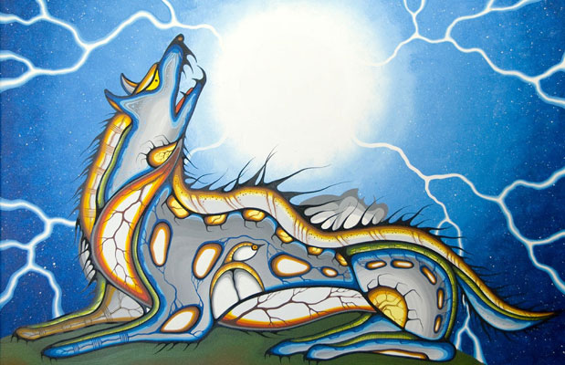 619x400 Guardian Spirit Of The Wolf By James Jacko - Inuit Painting