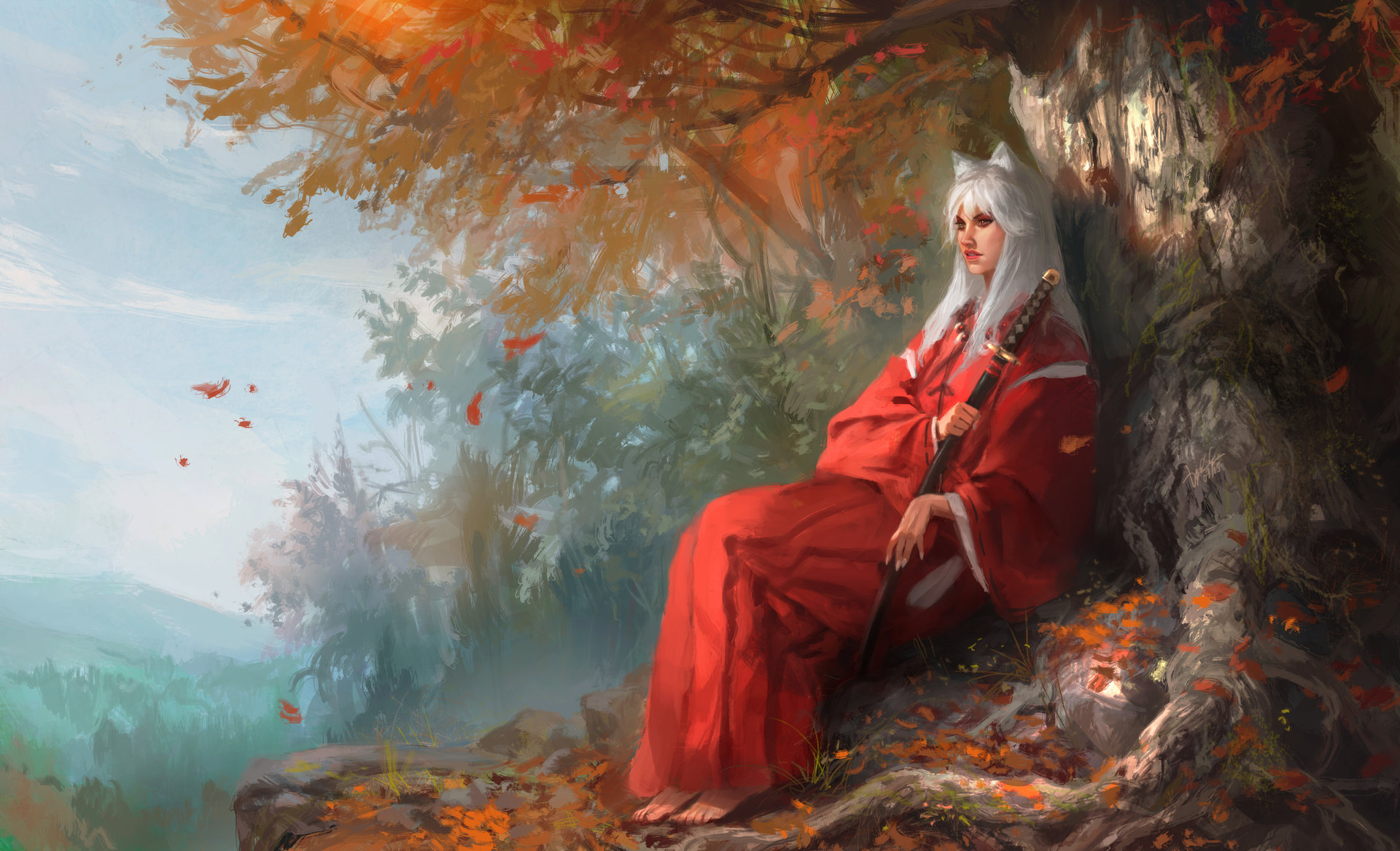 1920x1167 Artstation - Inuyasha Painting