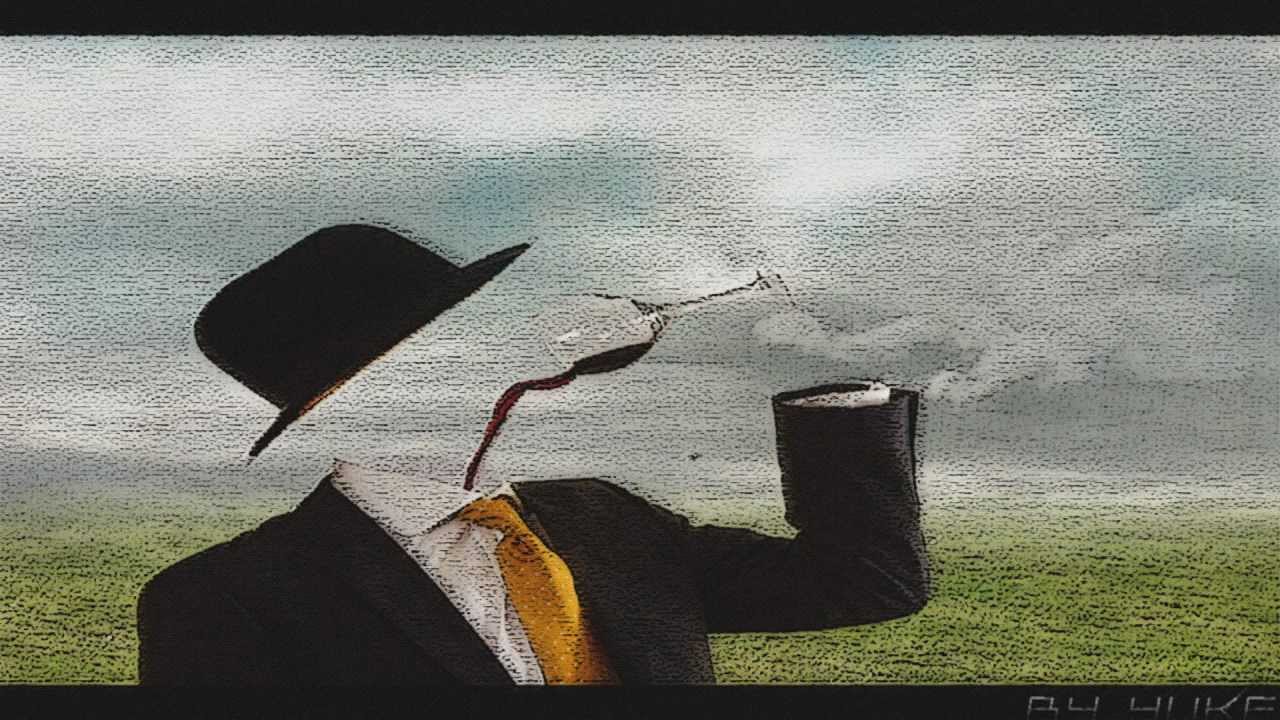 1280x720 Progression Art Invisible Man Drinking Wine Yuke Designs - Invisible Man Painting