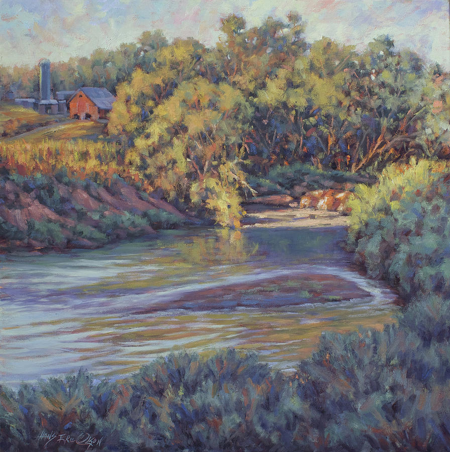 896x900 Morning On The Upper Iowa Painting By Hans Olson - Iowa Painting
