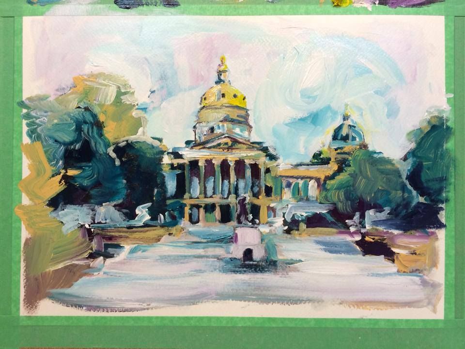 960x720 Painting By Iowa Artist Ben Schuh Living Downtown Des Moines - Iowa Painting