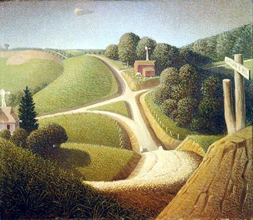 500x434 Stone City Iowa Painted By Grant Wood (@ Amy Potts) Lt3 - Iowa Painting