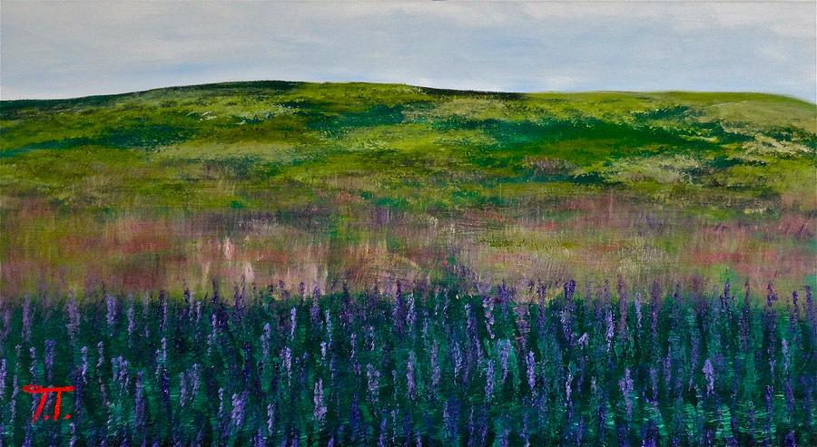 900x493 Blazing Stars Iowa Prairie Painting By Troy Thomas - Iowa Painting