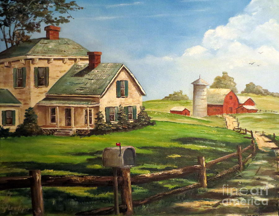 900x697 Cherokee Iowa Farm House Painting By Lee Piper - Iowa Painting